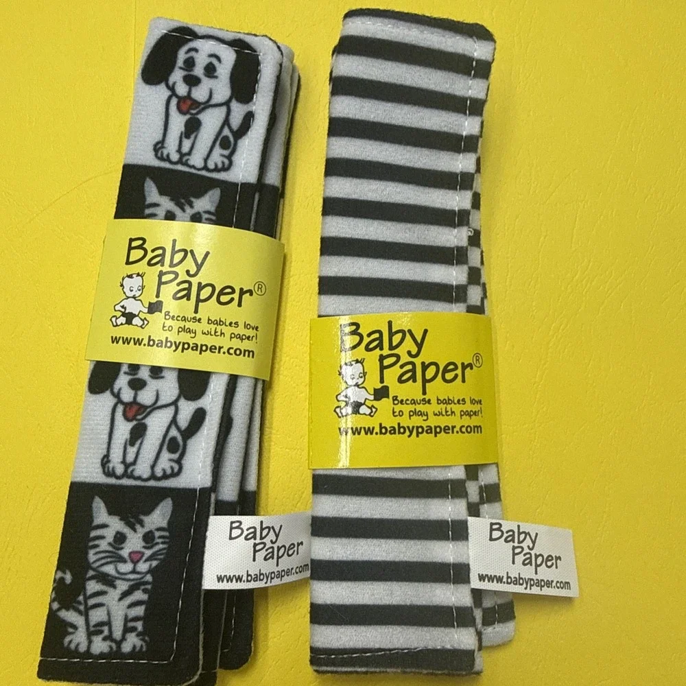 Baby Paper – 2 Pack of Crinkly, Sensory Toys, Black & White Stripe, Dog/Cat